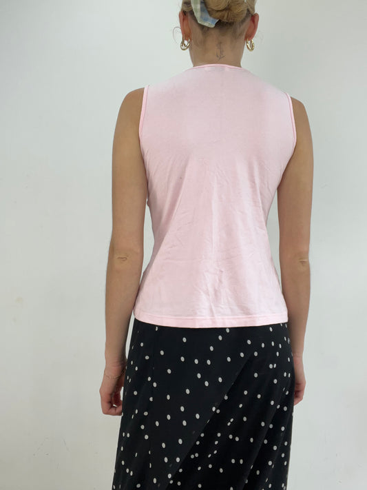 vintage edit twenty eight | medium baby pink cami with floral diamanté detail