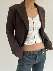 autumn picks | medium brown suit style jacket with buttons detail