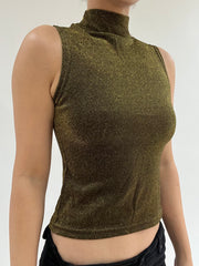 ‼️ | small golden sleeveless high neck top