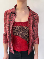 devil wears prada | Pequeno rosa leopardo impressão sequin camisa