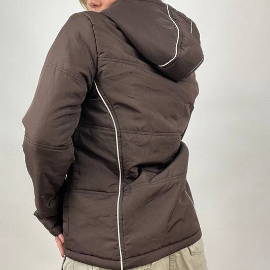CHALET GIRL DROP | small brown jacket with side stripes