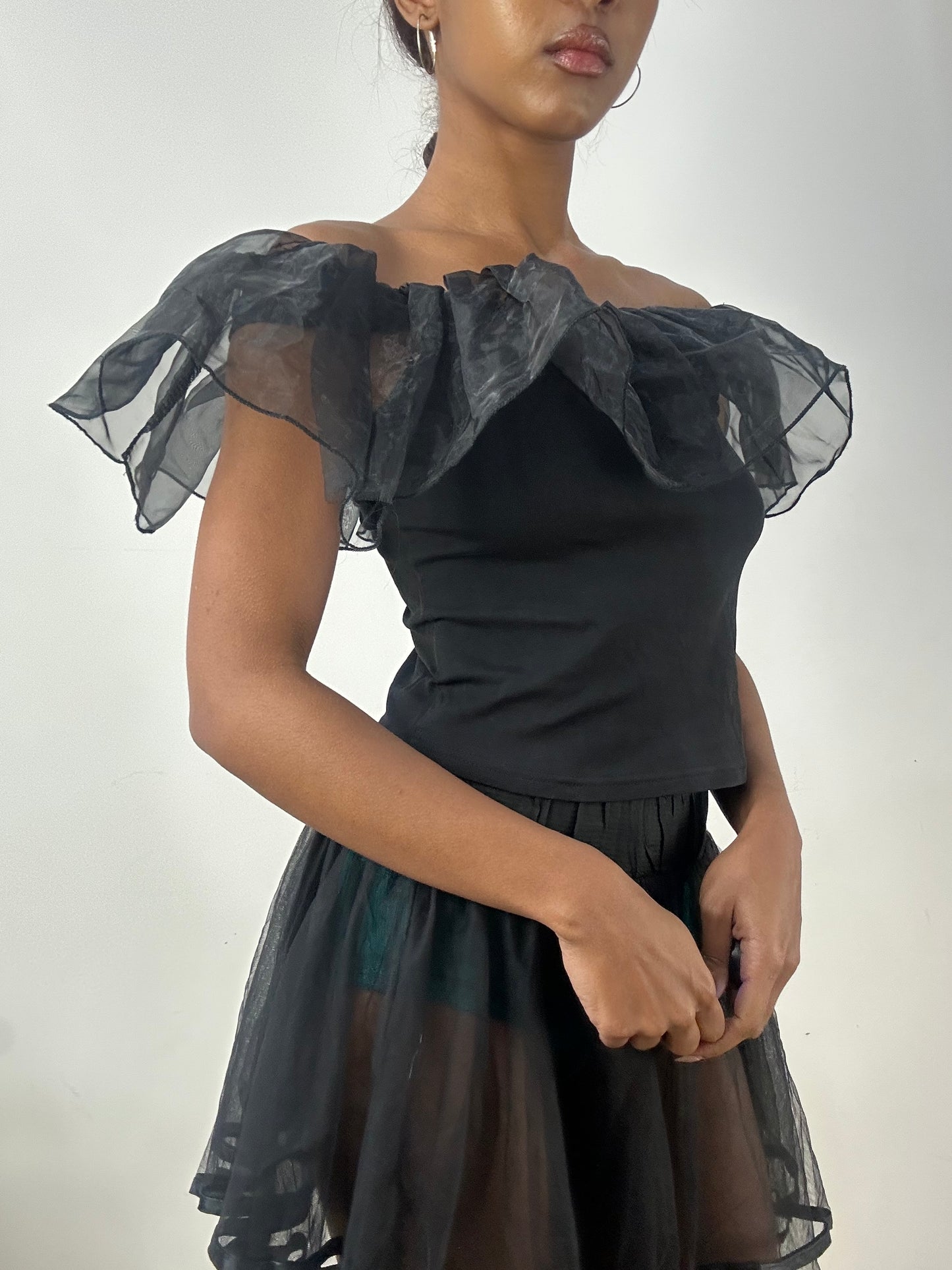 BEST PICKS | small black top with tulle neck detail