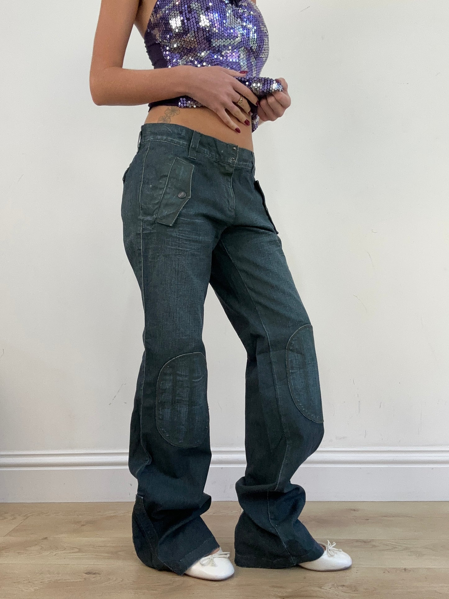 vintage edit thirteen | medium dark wash grey and blue jeans