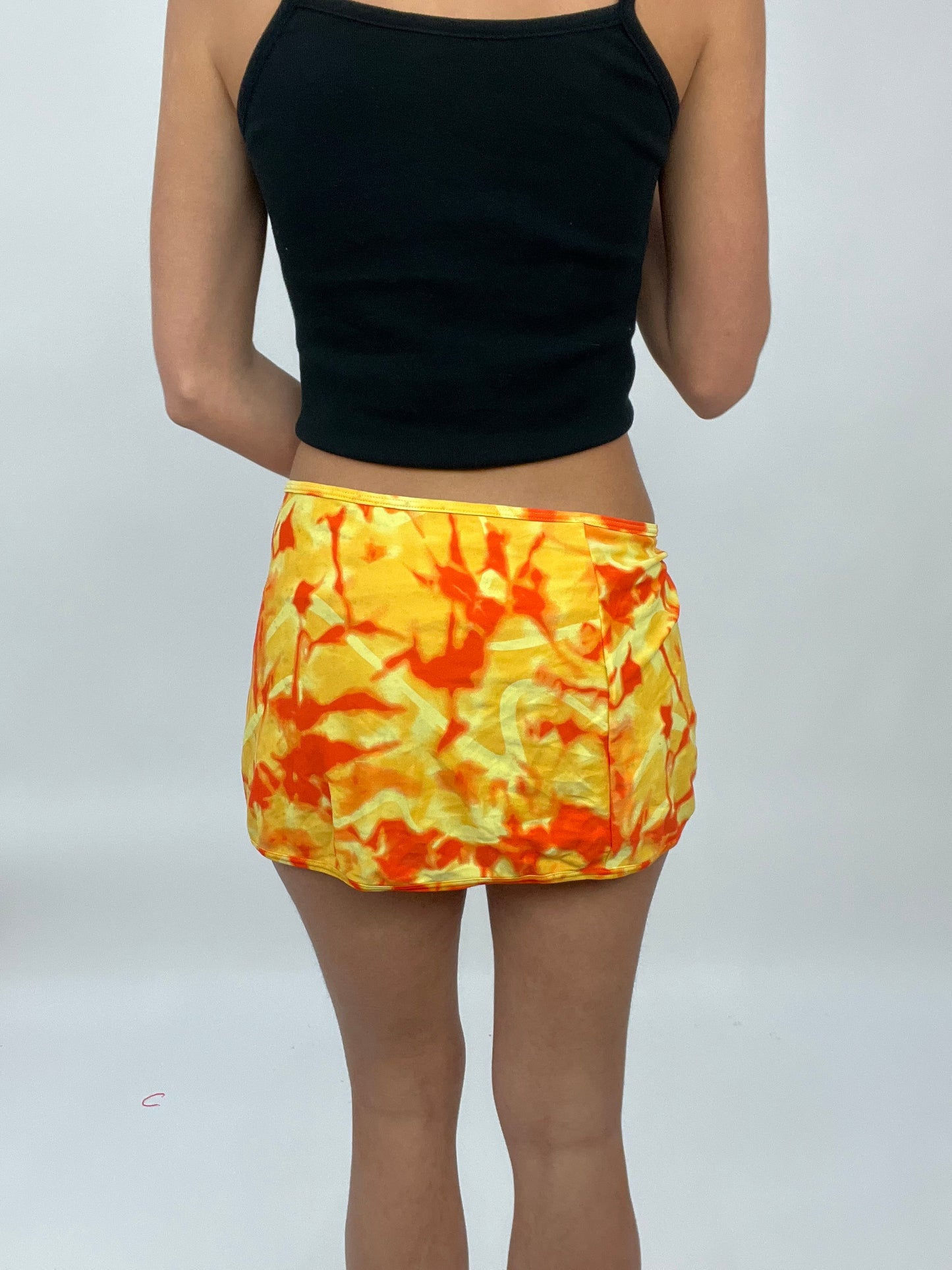 COCONUT GIRL DROP | orange and yellow tie dye wrap skirt