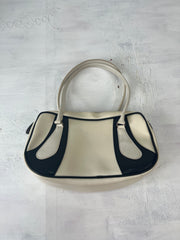vintage edit fourteen | black and white leather shoulder bag