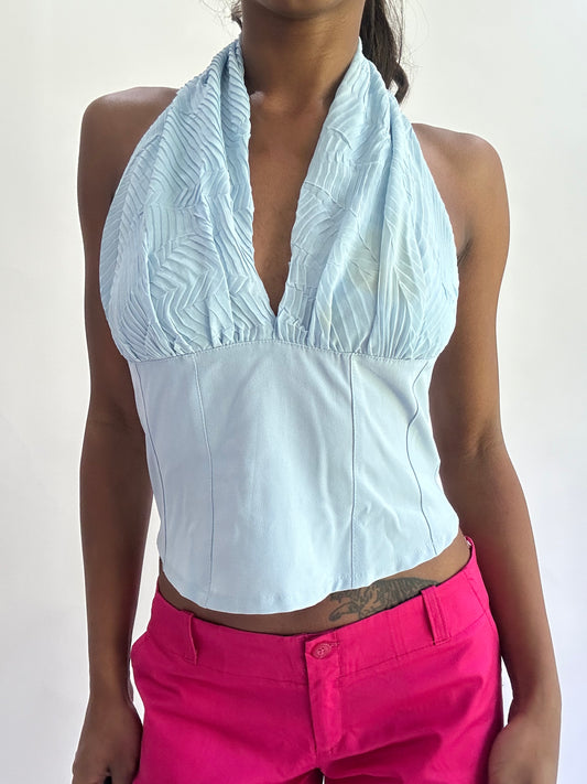 💚colourmaxxing drop | small blue halterneck top