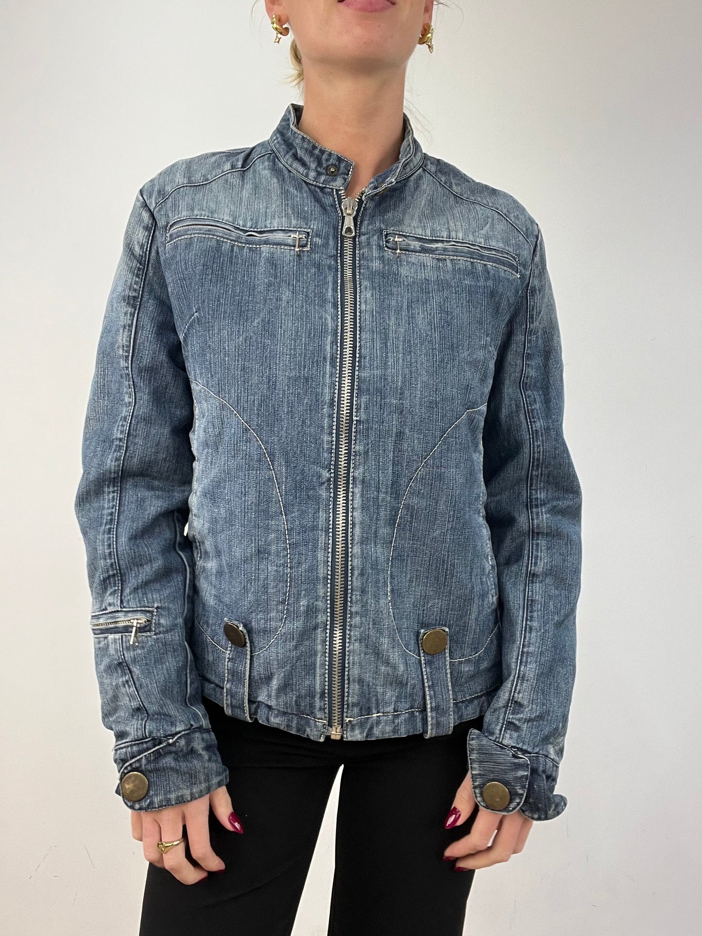 vintage edit twelve | large mid wash denim zip up jacket