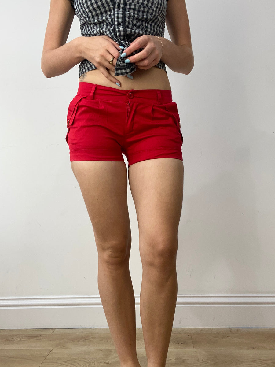 Vintage editar treinta | pantalones cortos rojos extra pequeños