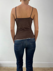 GIRLBAND DROP | small brown cami with sequin trim