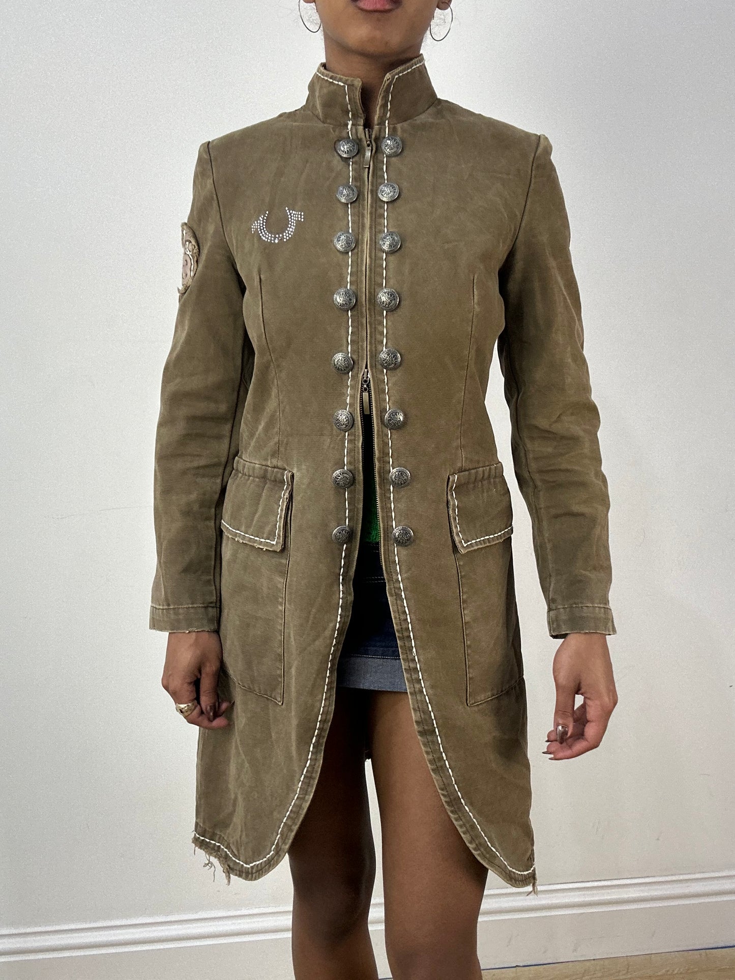 vintage edit thirty-six | small khaki true religion solider style jacket