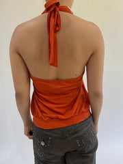 ‼️ | small orange sequin halterneck top