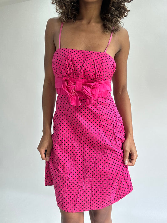 olivia rodrigo drop | small pink heart polka dot mini dress