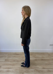 small pinstripe grey pea jacket