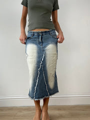 💻DENIM ON DENIM | صغير الزرقاء دينيوم اللون البني غسل ميدي ملابس