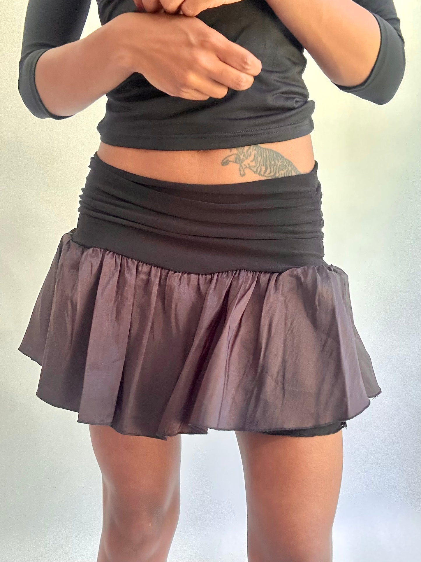 ‼️olivia rodrigo drop | extra small brown drop waist mini skirt