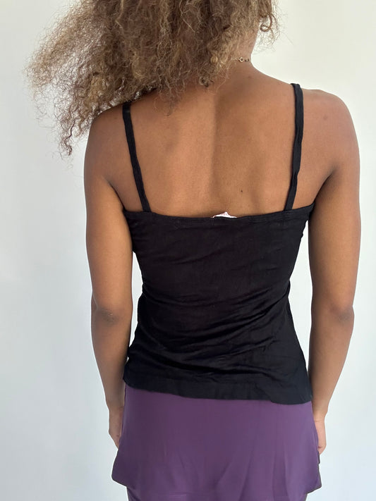 ‼️ | small black cami top with lace detail
