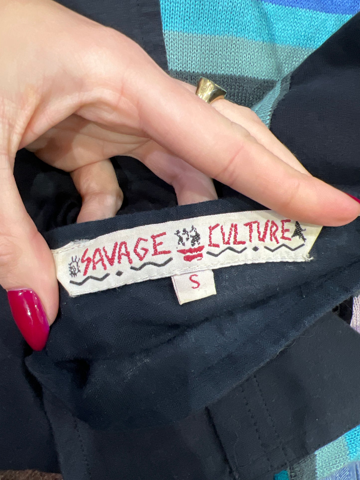 vintage edit twelve | small black graphic patterned midi skirt