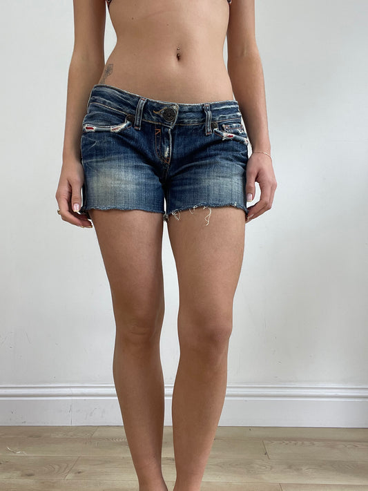 💻💚vintage edit twenty-four | medium dark wash denim shorts