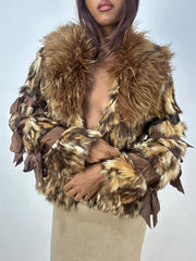 vintage edit thirty-three | small brown mixed fur jacket with statement collar