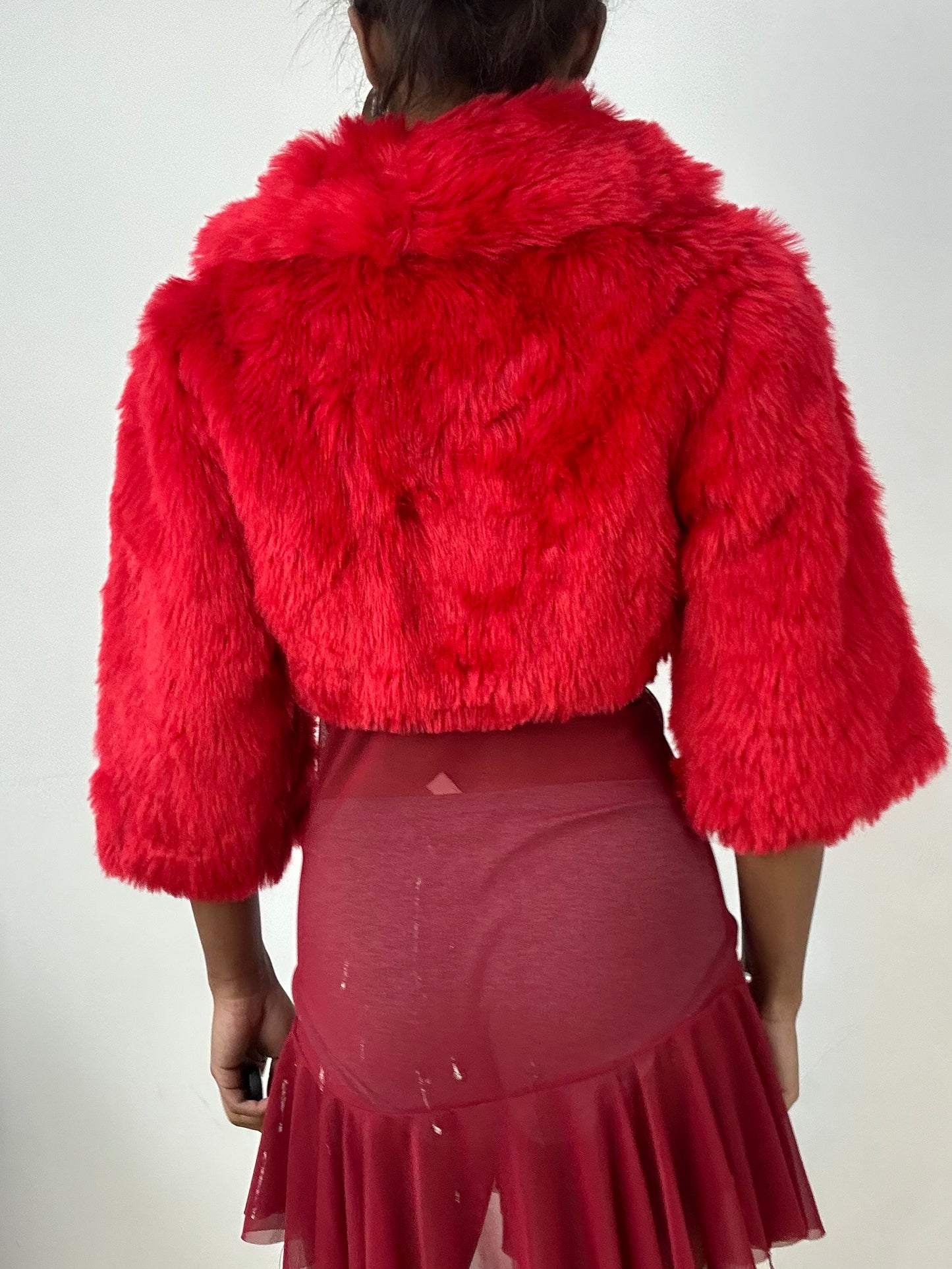 vintage edit: halloween | small red faux fur cropped shrug