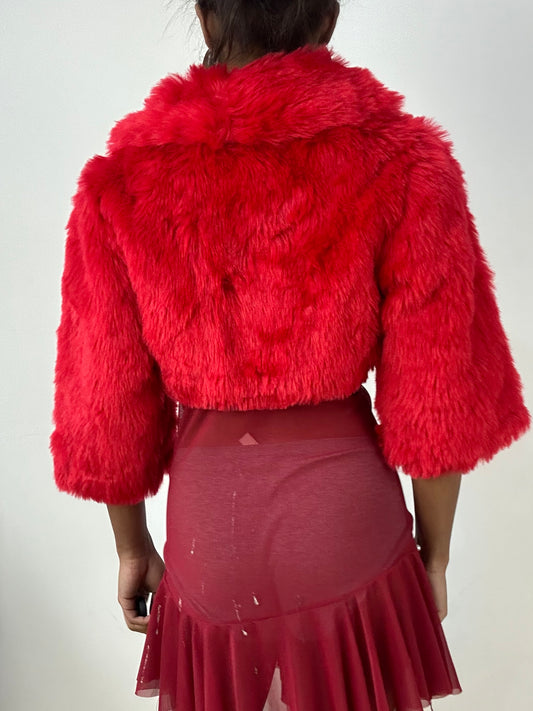 vintage edit: halloween | small red faux fur cropped shrug
