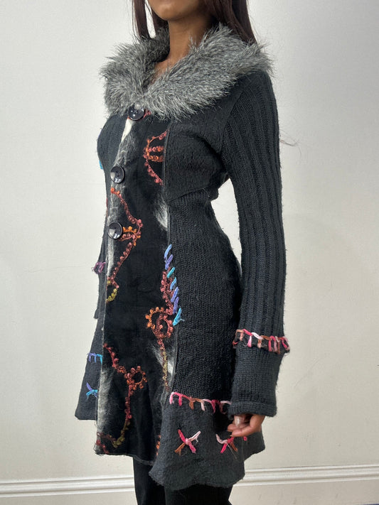 BEST PICKS | small grey knit cardigan with faux fur collar