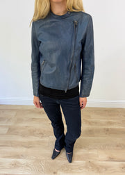 small leather blue jacket