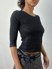 romantic grunge edit | small black 3/4 length sleeve top