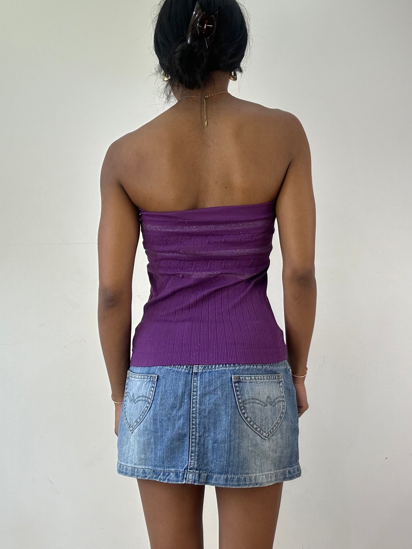 vintage edit twenty-one | small purple ‘love’ diamanté bandeau top