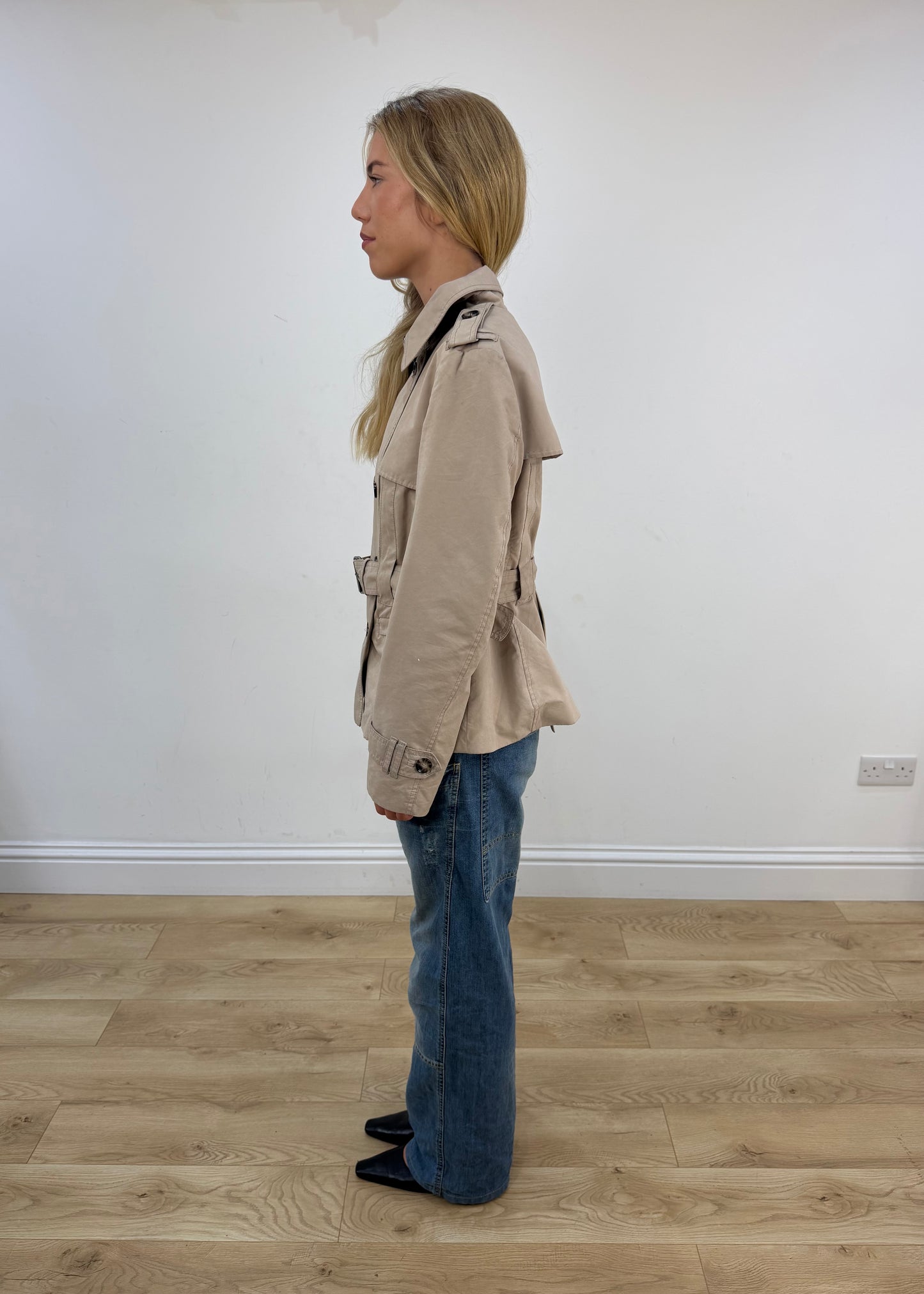 small old label zara beige trench coat