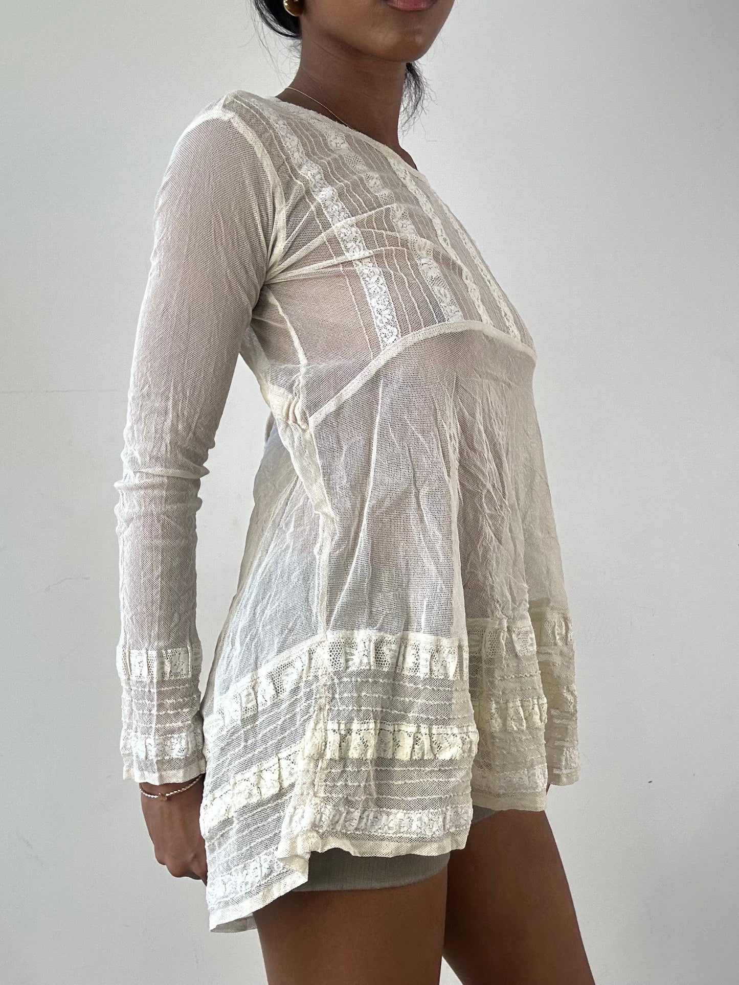 vintage edit twenty-one | small cream sheer long sleeve top