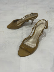 Y2K| yellow snake skin print heels