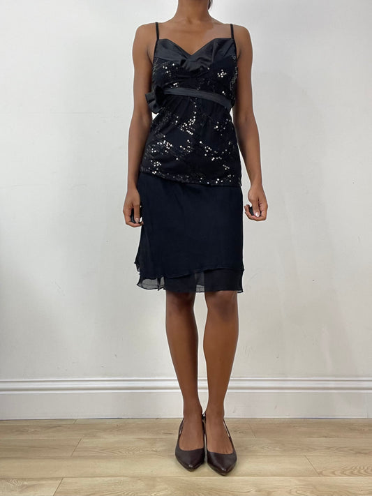 vintage edit: halloween | extra small black mesh overlay midi skirt