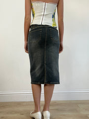 vintage edit eleven | small dark wash denim midi skirt