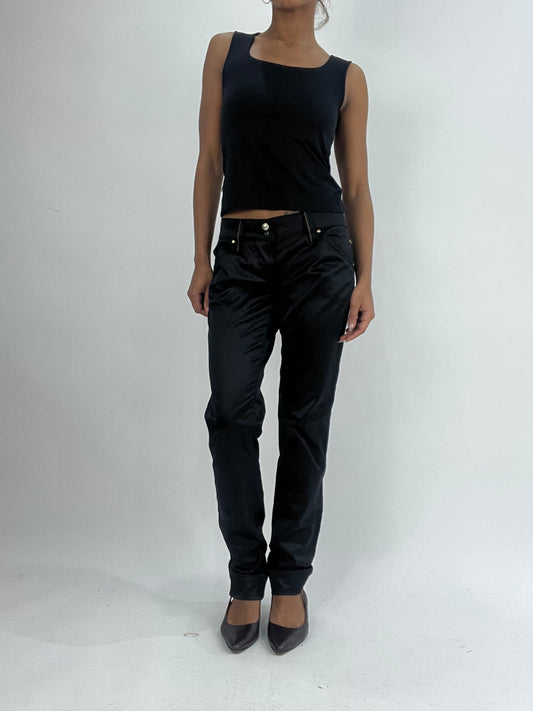 💚vintage edit thirty-five | medium black miss sixty satin style trousers