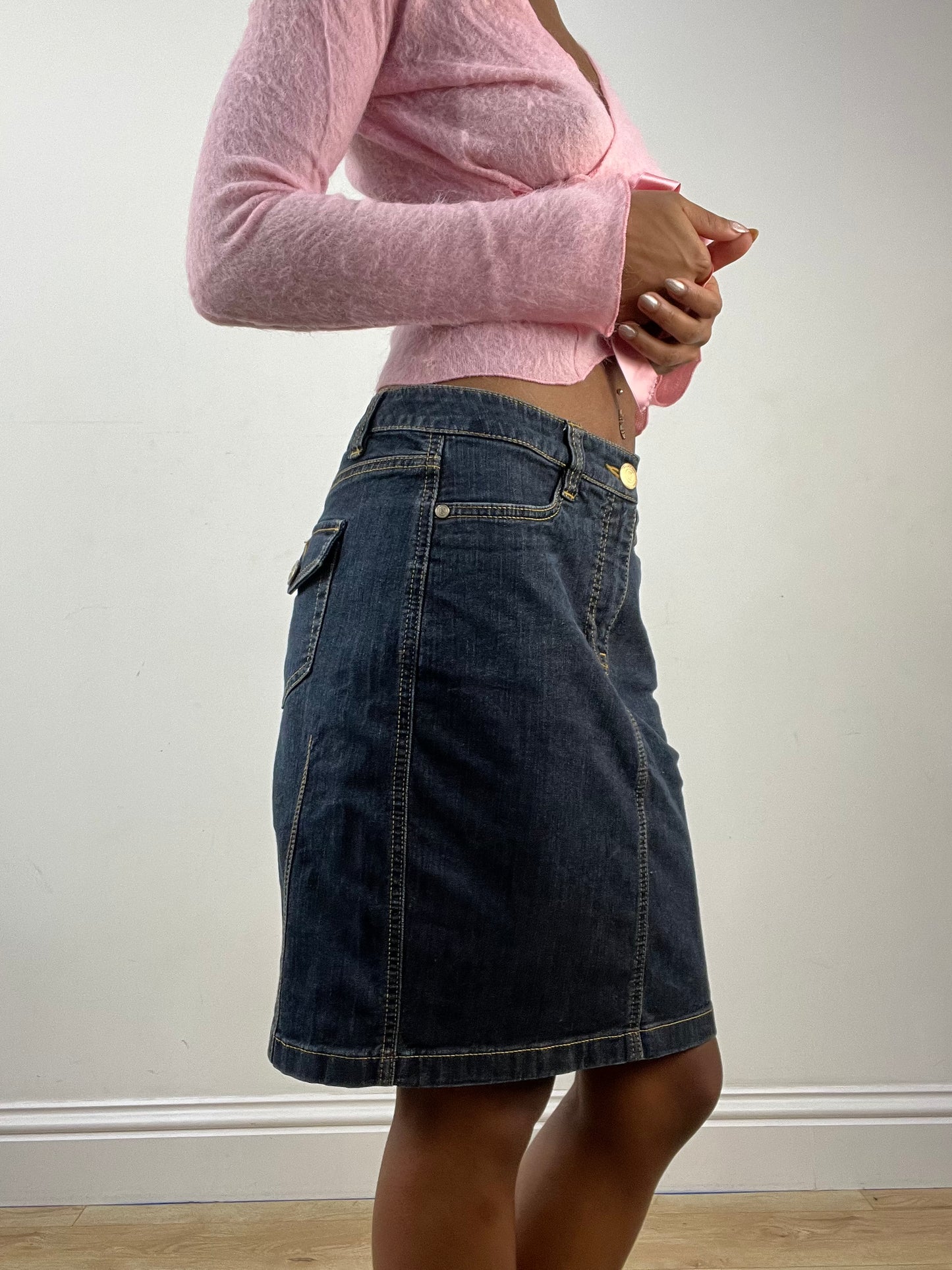 BEST PICKS | small blue espirit denim midi skirt with pocket details