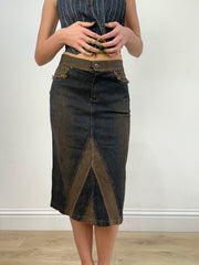 vintage edit seventeen | small dark wash denim midi skirt