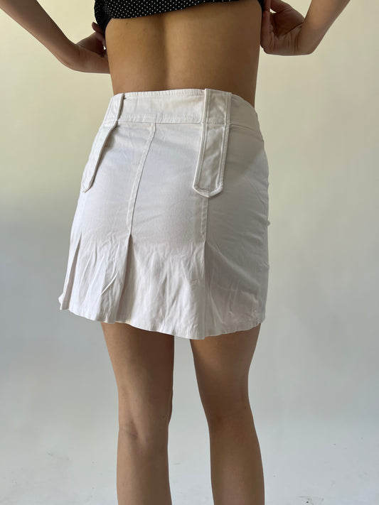 back to school drop | small cream midi skirt with pocket details