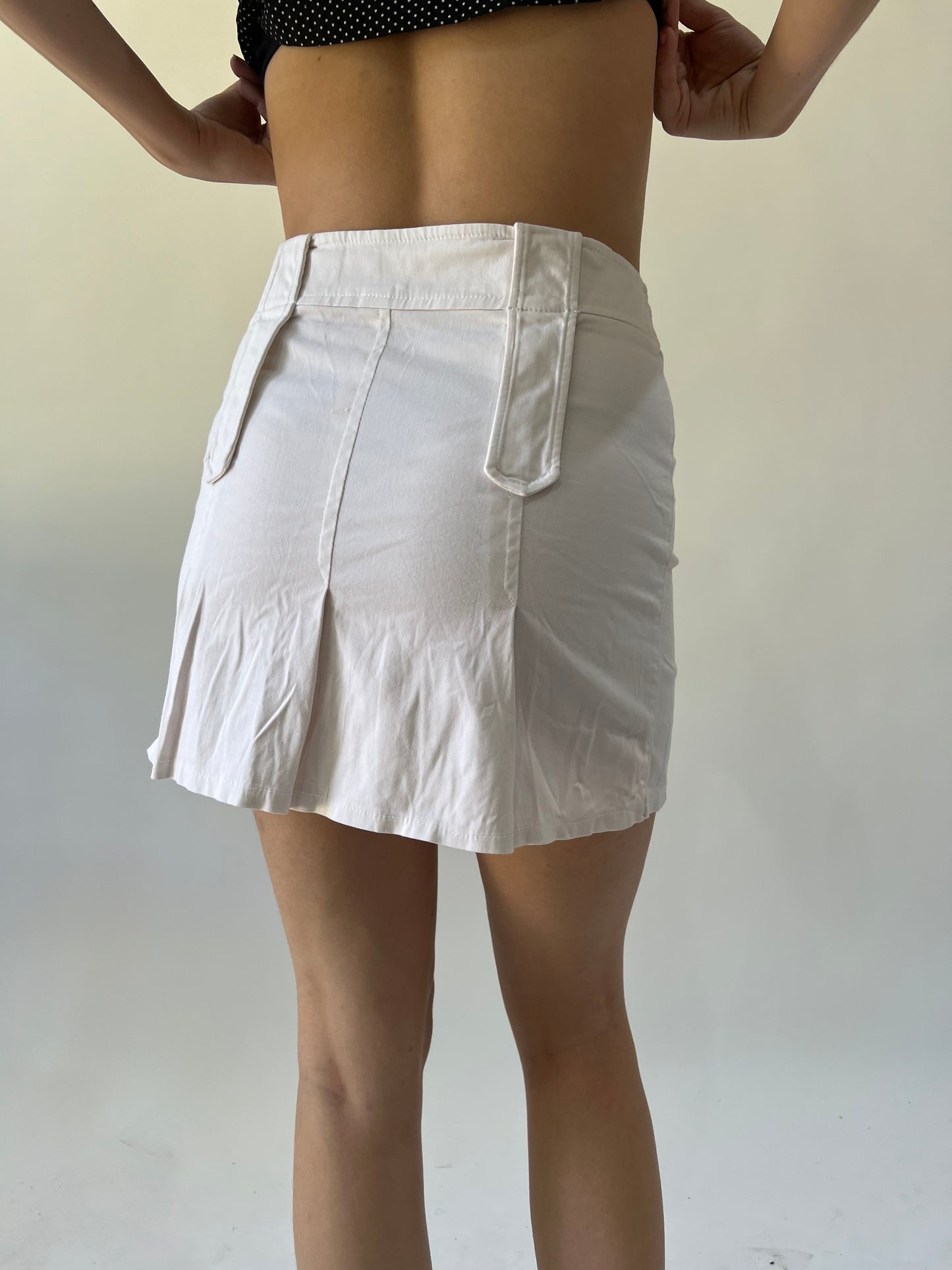 back to school drop | small cream midi skirt with pocket details