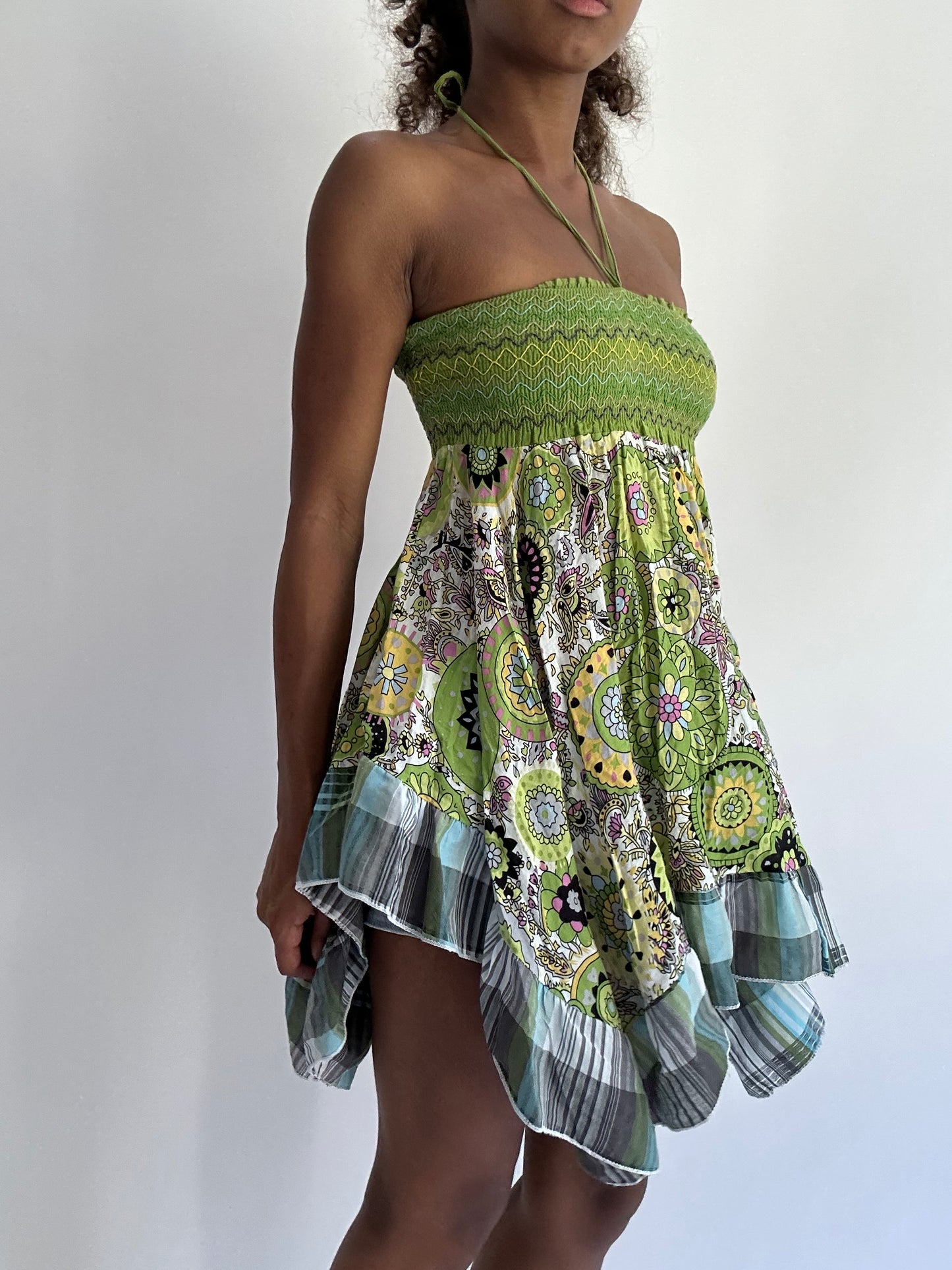 BEST PICKS | small green bandeau patterned mini dress