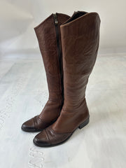 ⭐️vintage edit thirty-three | UK3 brown knee high boots with panel detail