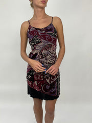 COCONUT GIRL DROP | small black dress with abstract pattern mesh overlay