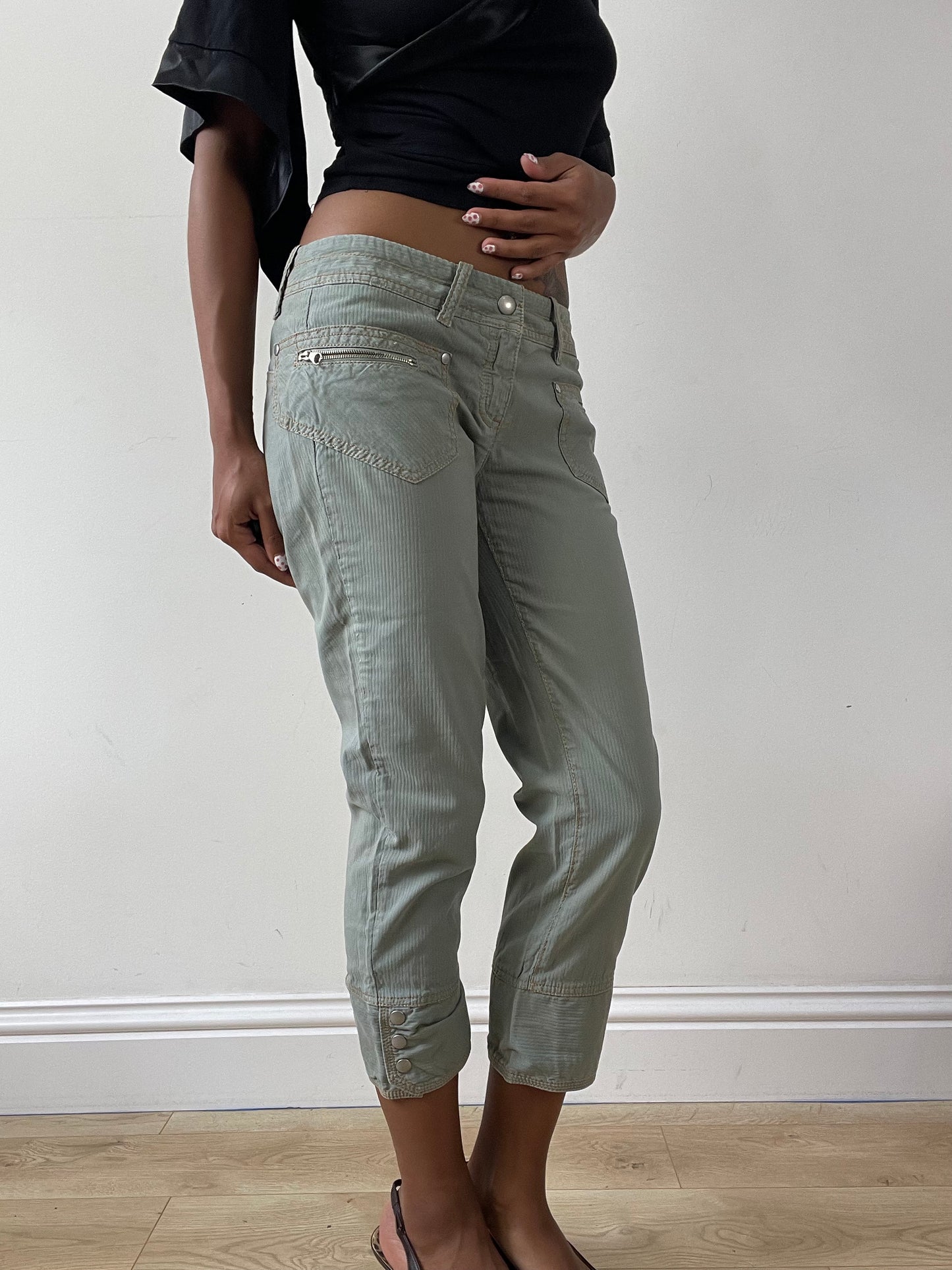 vintage edit twenty-nine | small green sisley cropped corduroy trousers