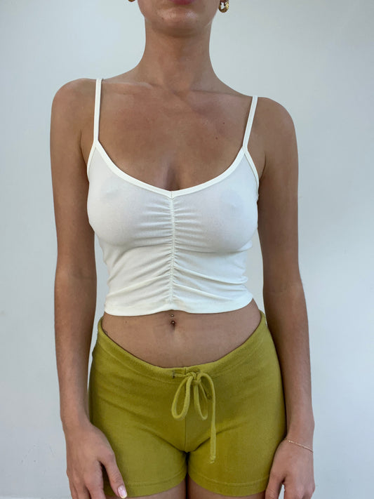 💻‼️ ruched cream cropped vest