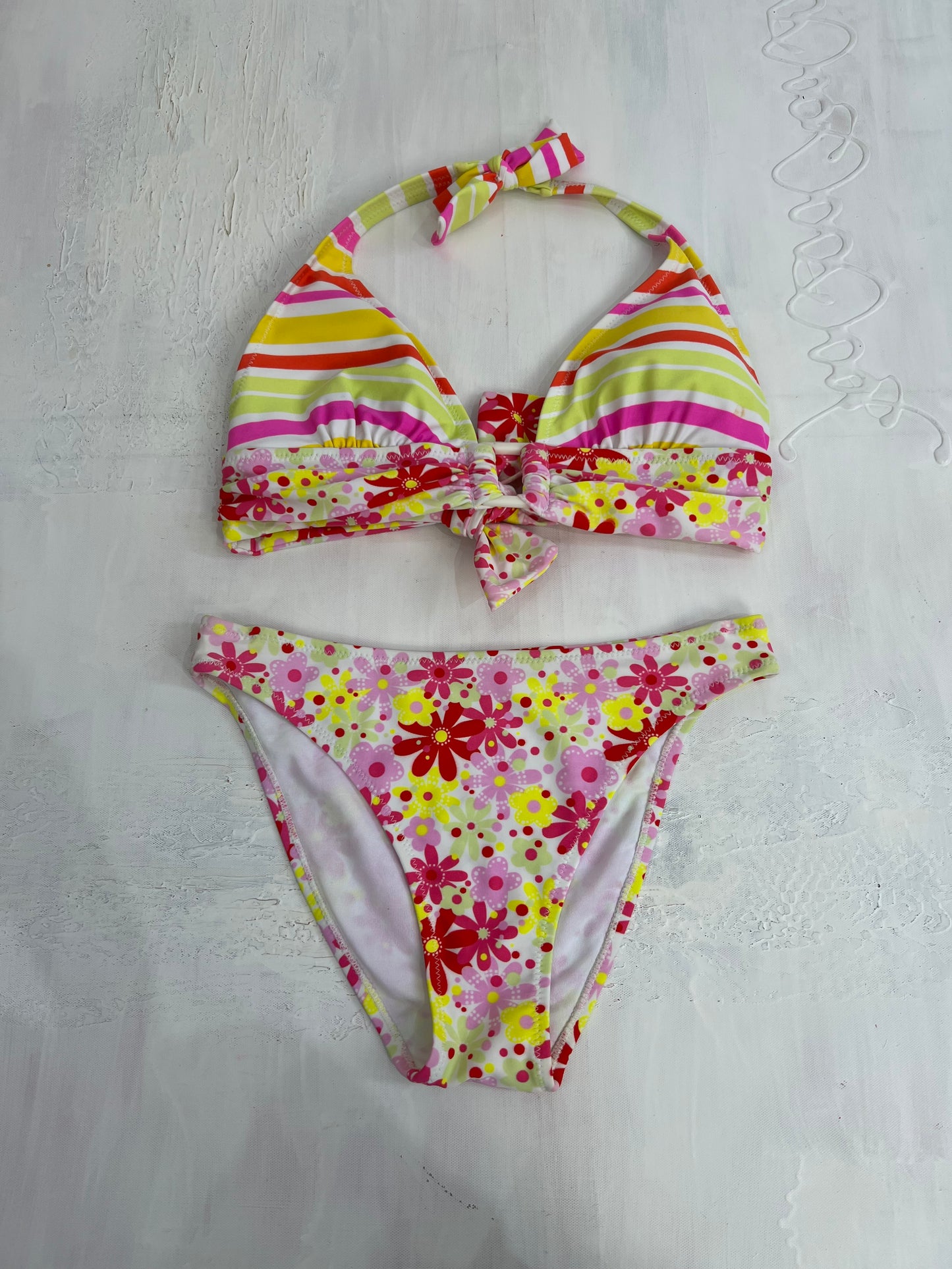 vintage edit twenty eight | medium yellow and pink bikini set
