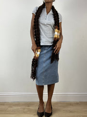 BEST PICKS | brown and yellow crochet scarf with tassel detail