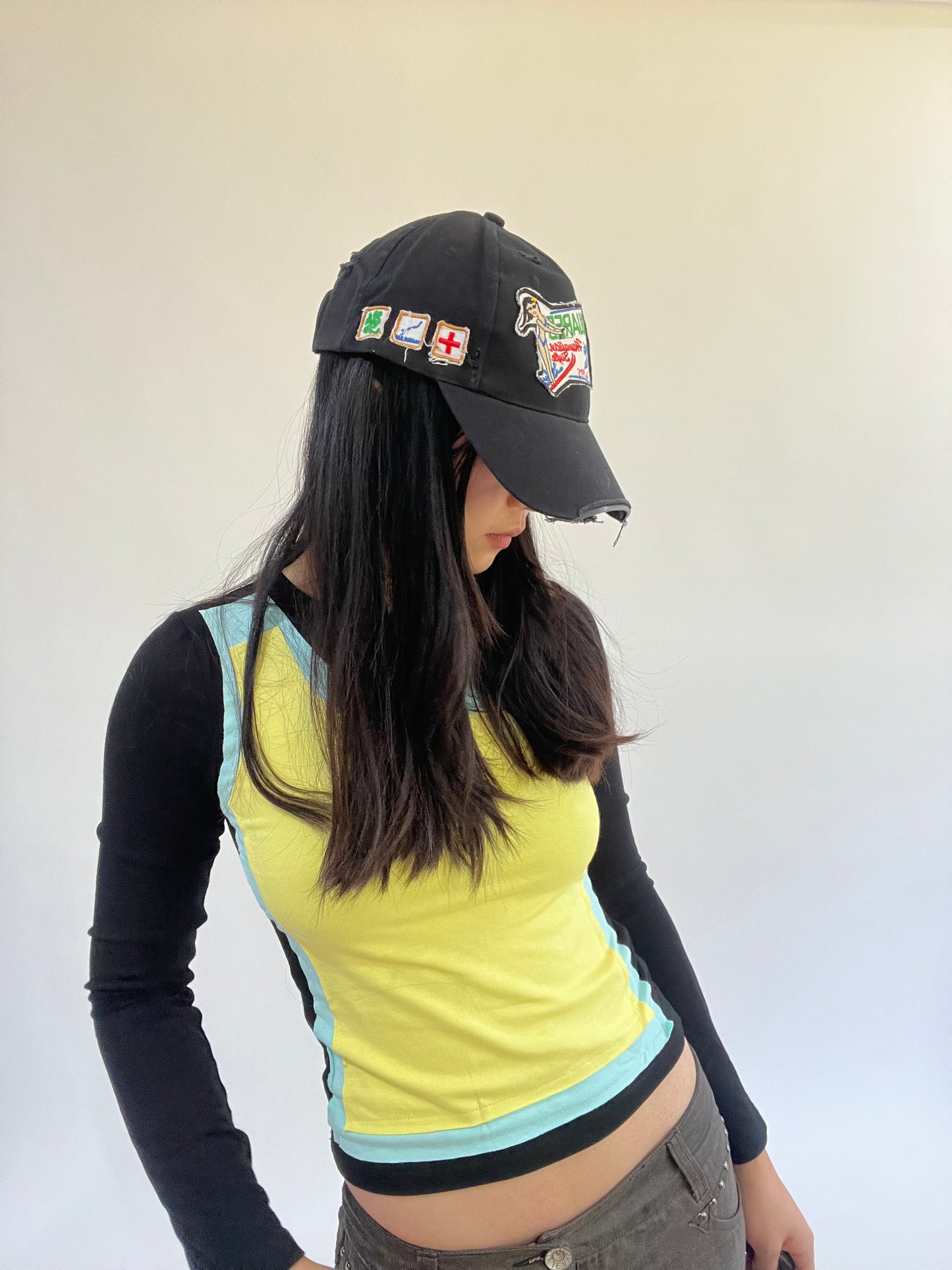 ‼️ black pattern detail cap