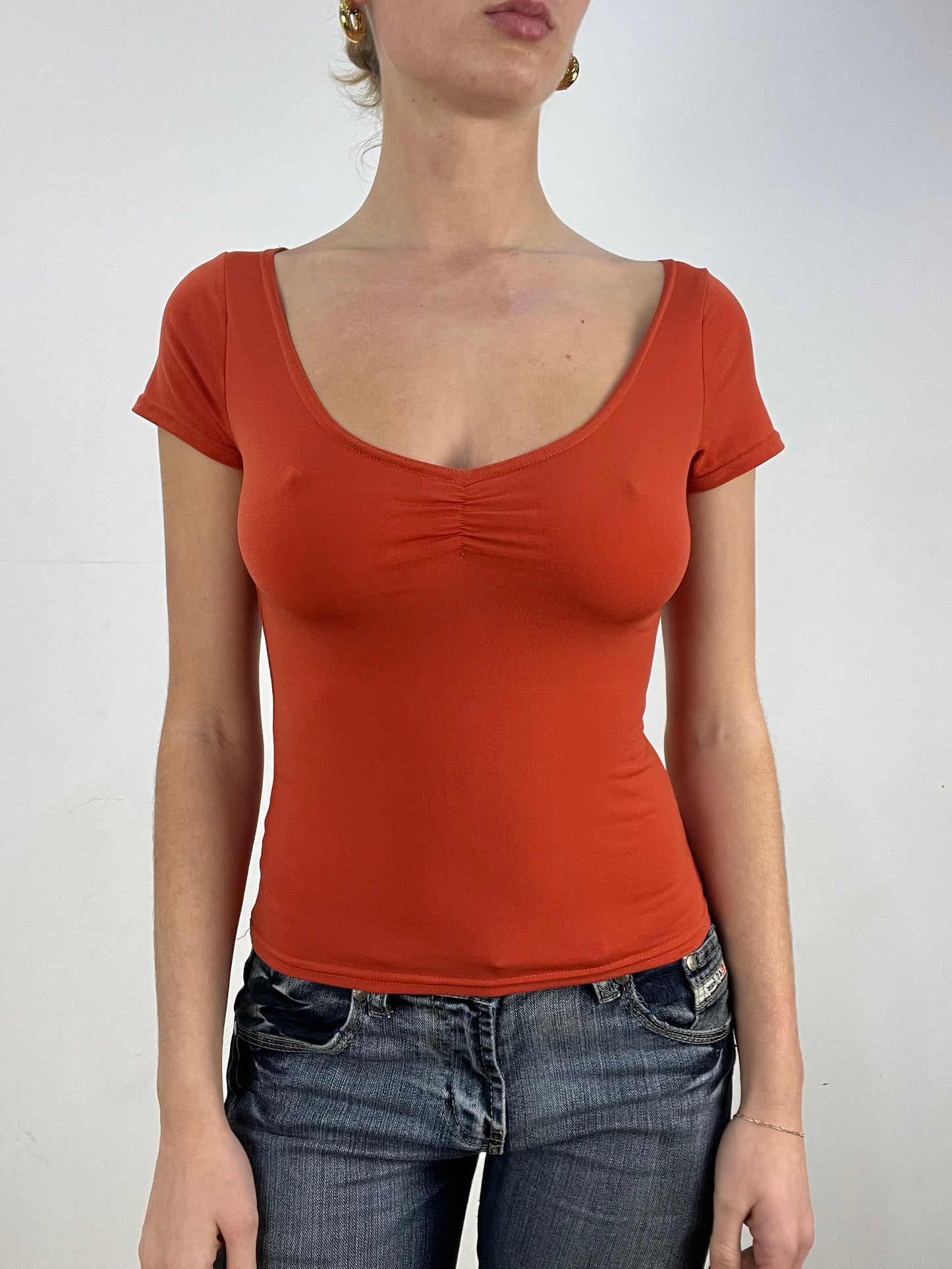 countryside | small orange orsay ruched top