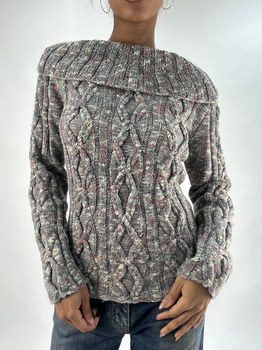 💚vintage edit thirty-five | taille: S · couleur: bleu + rose · matière: maille · article: pull