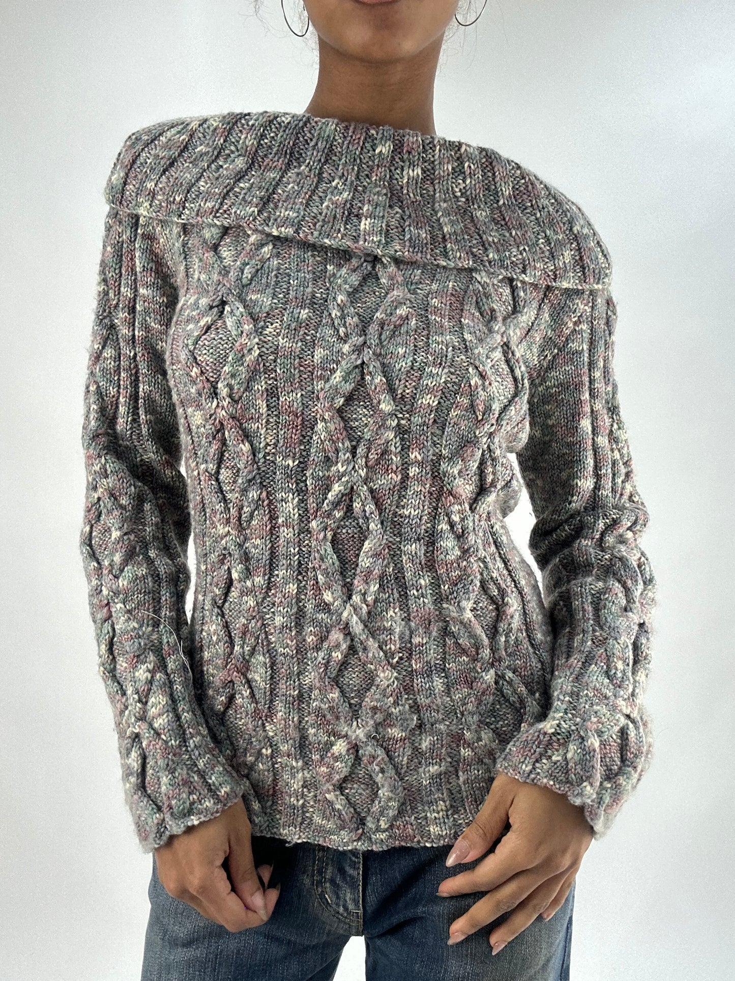 vintage edit thirty-five | small blue and pink knit jumper